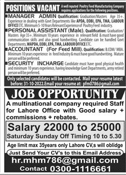 Jobs in Lahore 2022