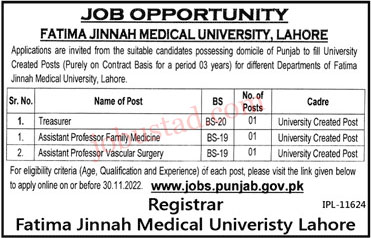 New Fatima Jinnah Medical University Jobs