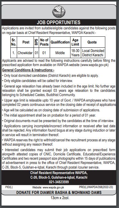 Latest Wapda Jobs in Karachi May 2023