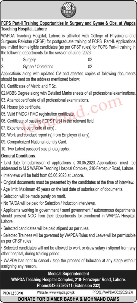 Latest Wapda Teaching Lahore Jobs May 2023 