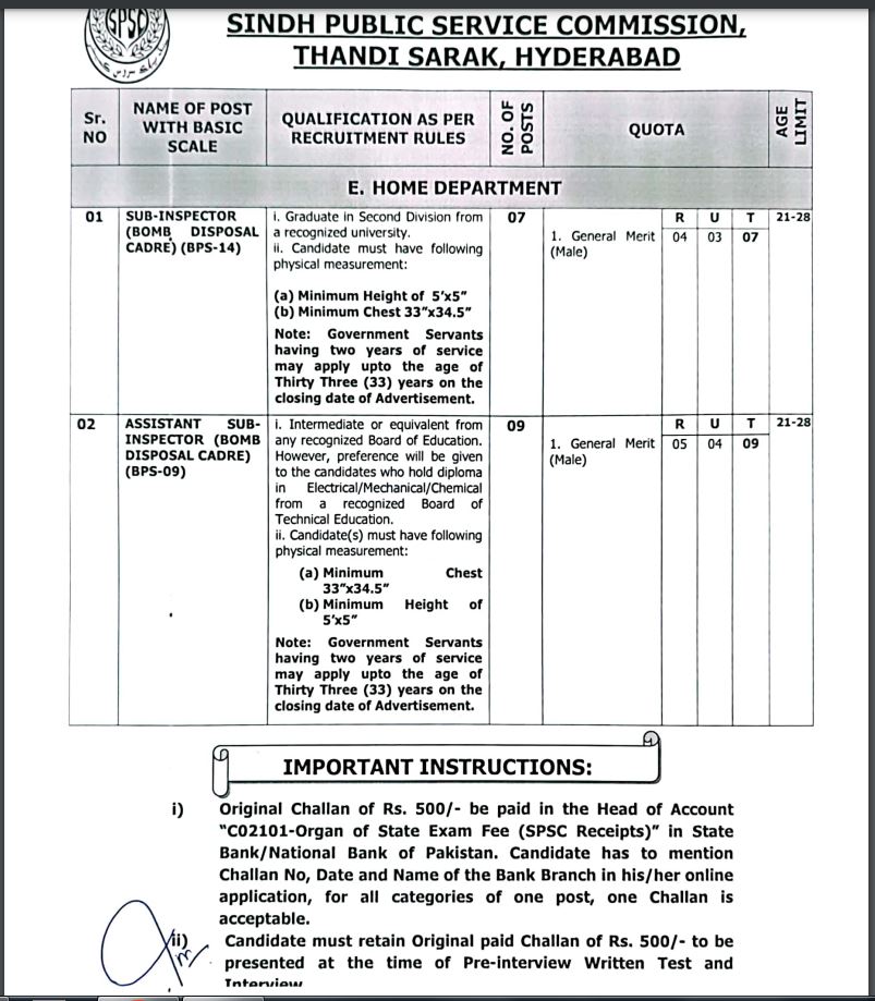 Sindh Public Service Commission Jobs October 2023 