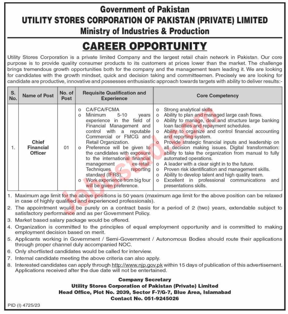 Latest Ministry of Industries & Production Jobs in Islamabad 