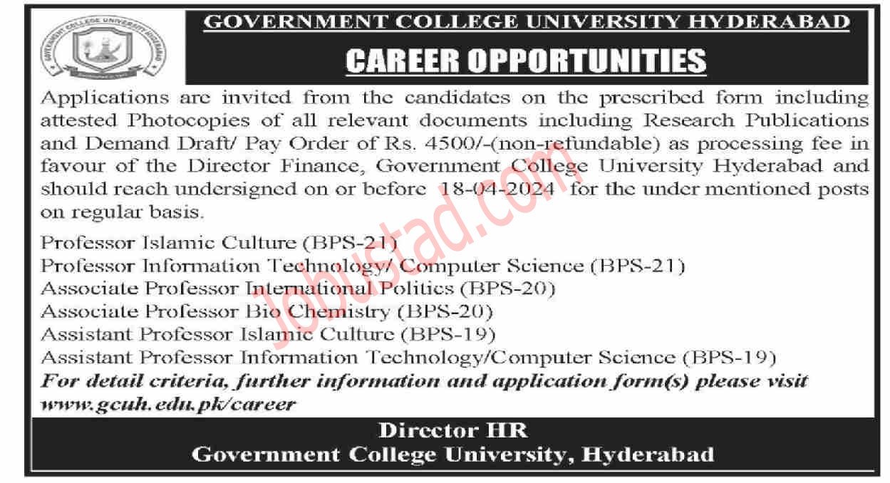 Govt College University Hyderabad Jobs March 2024 Advertisement govt-college-university-hyderabad-jobs-march-2024-advertisement
