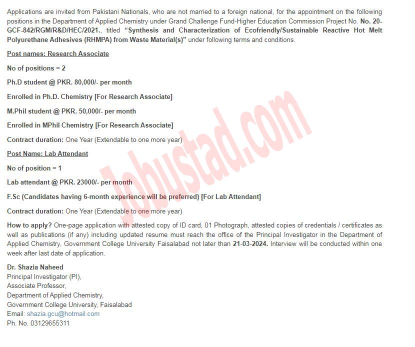 Latest Lab Attendant Jobs in Faisalabad March 2024 Advertisement