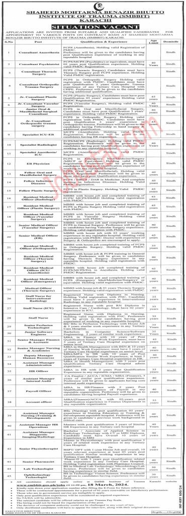 Latest SMBBIT Jobs March 2024-Shaheed Mohtarma Benazir Bhutto Institute