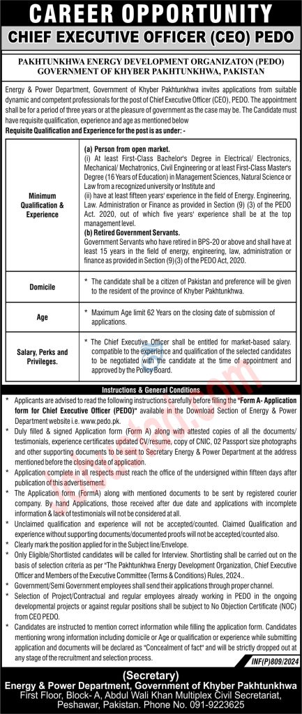 Latest PEDO Jobs in Peshawar May 2024