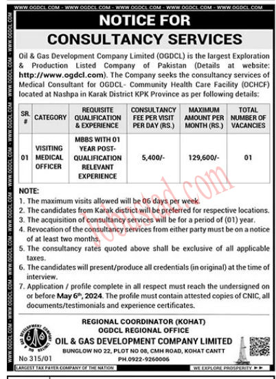 Latest OGDCL Jobs in Kohat April 2024