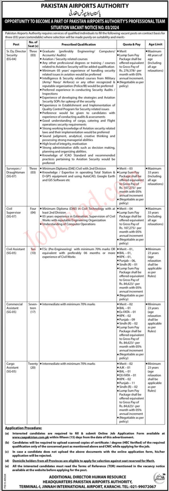 Latest Pakistan Airport Authority Jobs August 2024
