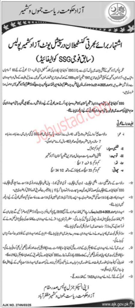 Latest AJK Police Jobs 2025
