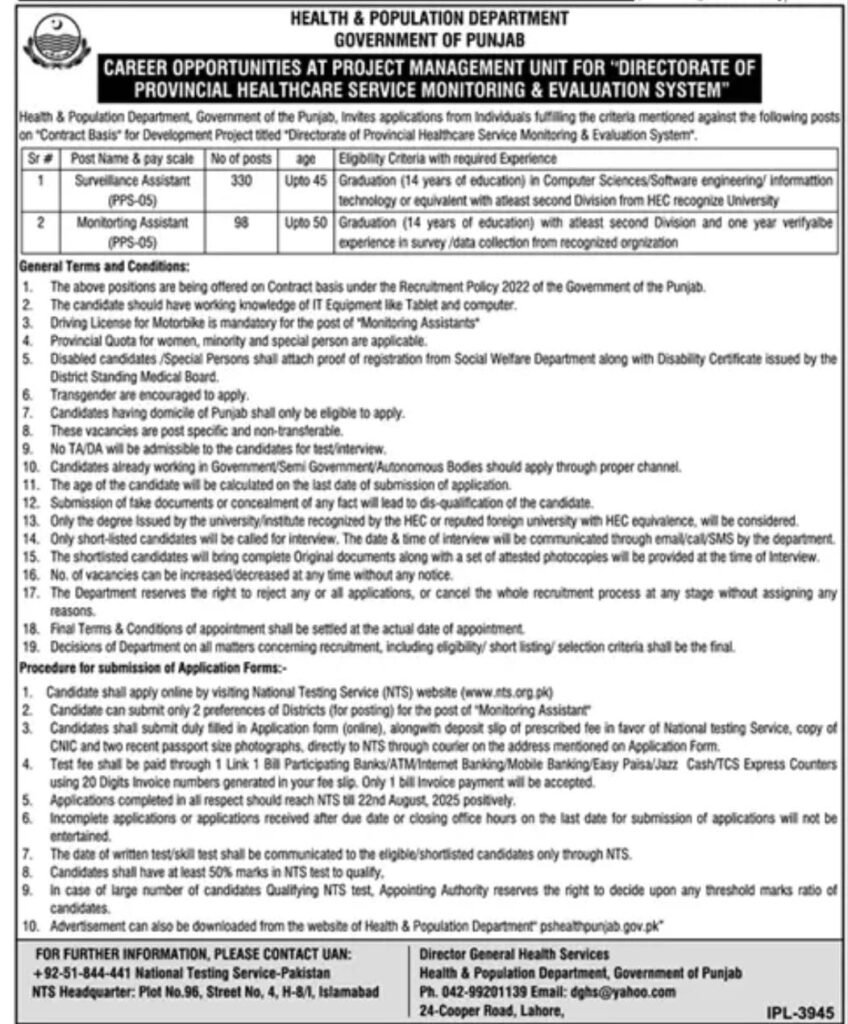 428 Govt Jobs Open Through NTS 2025