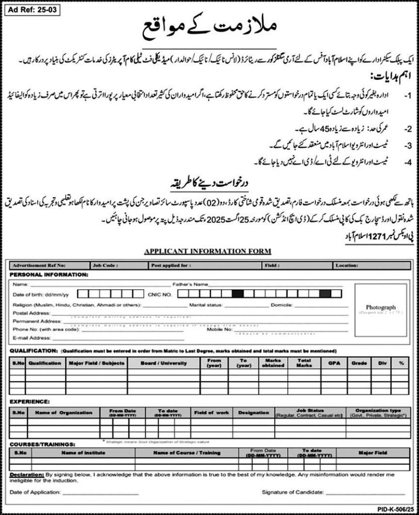 Public Sector Organization Latest Jobs in Islamabad August 2025