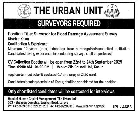 Surveyors Jobs in Kasur September 2025