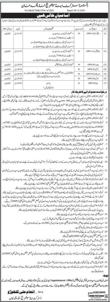 District and Session Judge Jobs in TMK Sindh January 2026