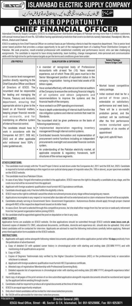 Islamabad Electric Supply Company IESCO Jobs January 2026