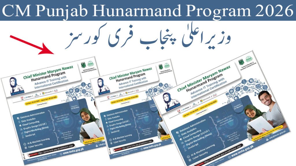 CM Punjab Maryam Nawaz Hunarmand Program Free IT Courses January 2026