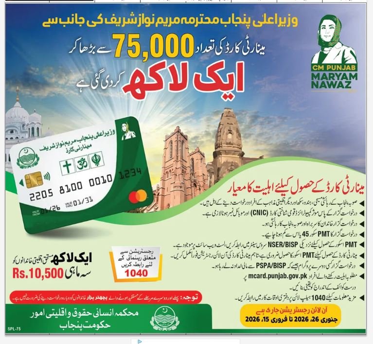 CM Punjab Minority Card Scheme Expanded to 100000 Families