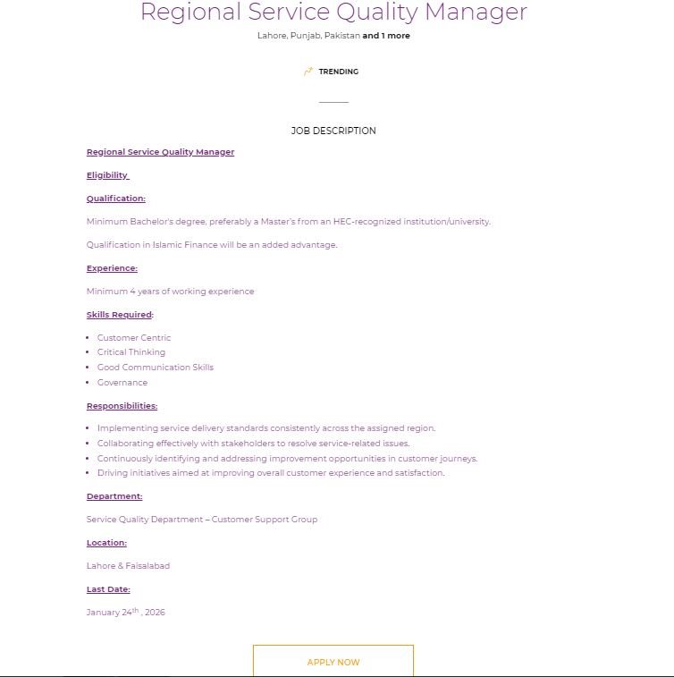 Meezan Bank Jobs in Lahore January 2026