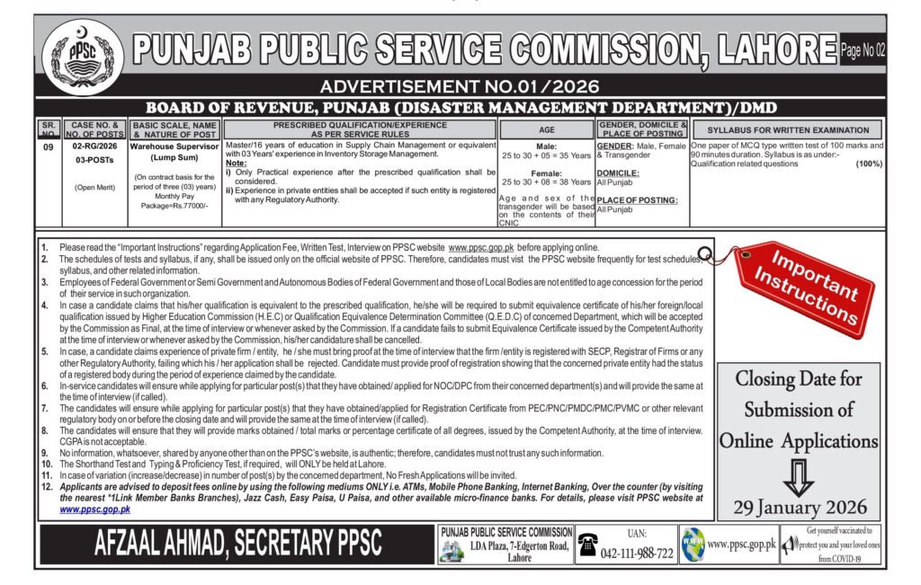 Punjab Public Service Commission Jobs January 2026