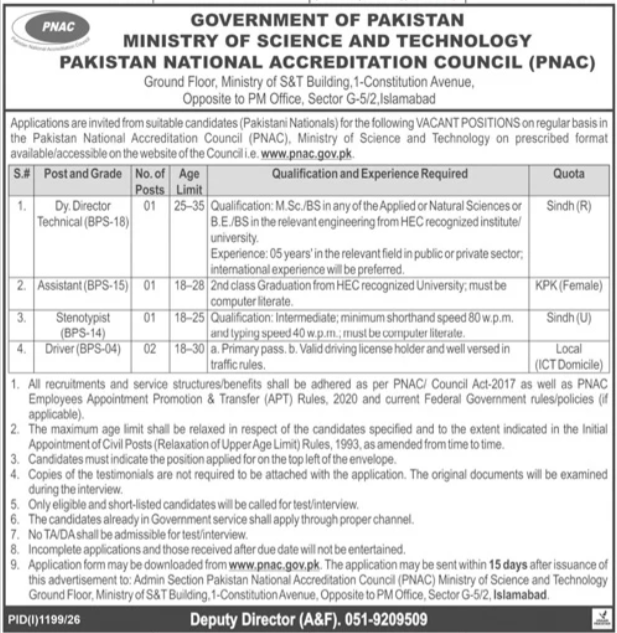 New Ministry Of Science And Technology MOST Jobs August 2026