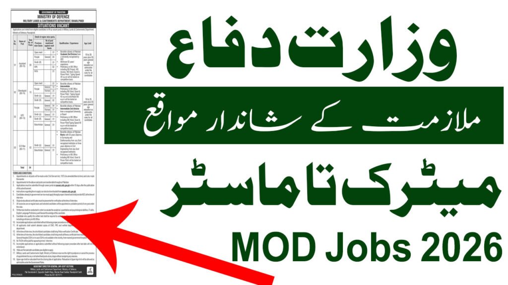 Ministry of Defence Jobs in Pakistan April 2026