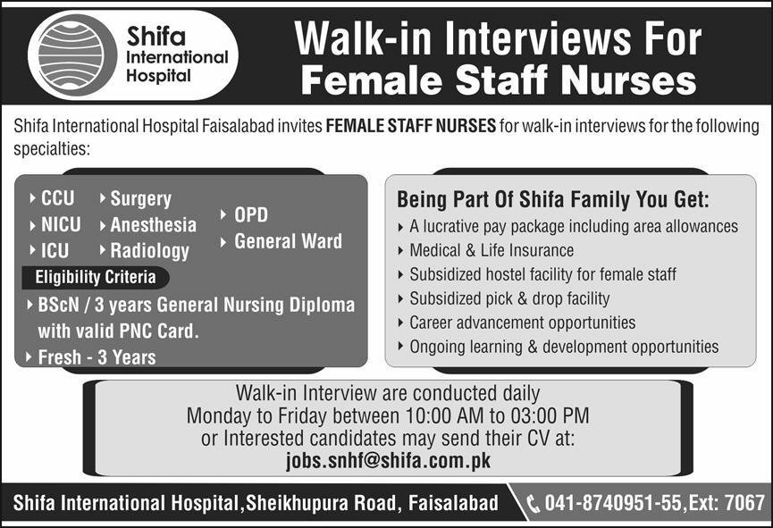 Shifa International Hospital Jobs in Faisalabad May 2026