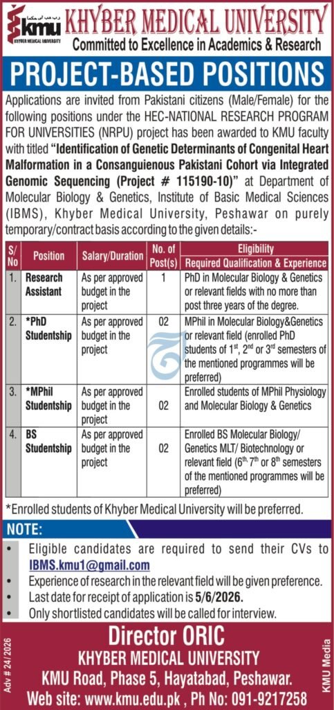 Khyber Medical University Jobs May 2026