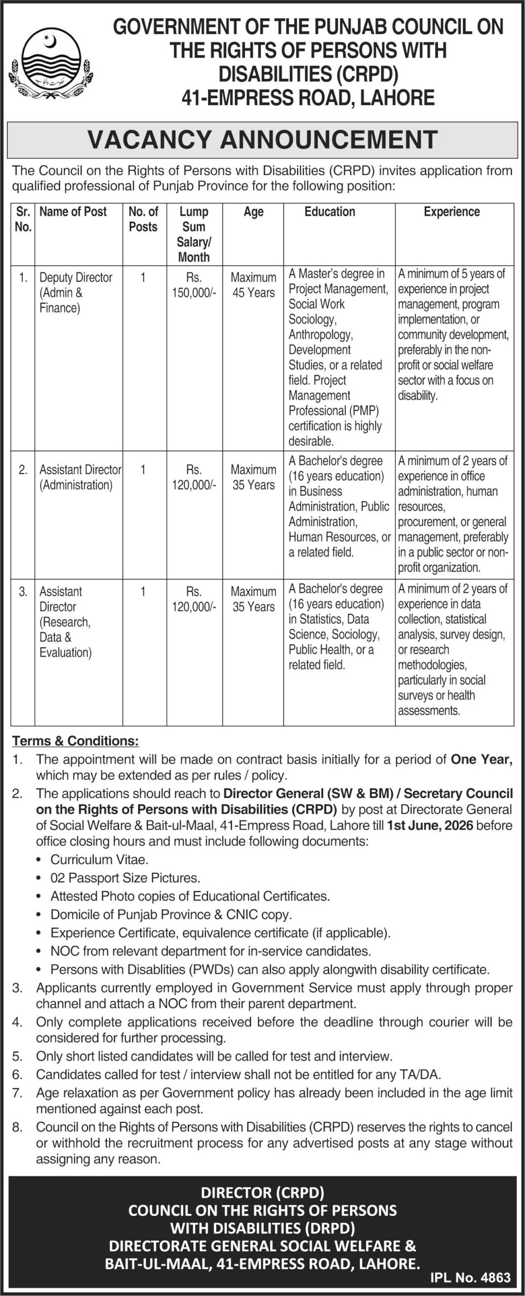 Latest Social Welfare and Bait ul Mall Jobs in Punjab May 2026