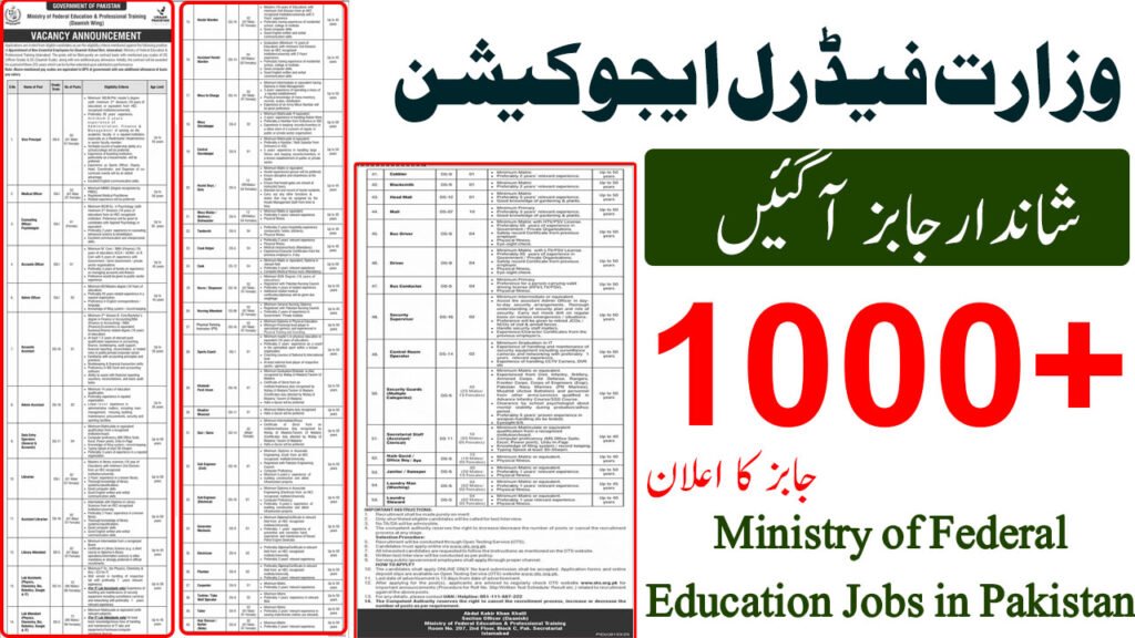New Ministry of Federal Education and Professional Training Jobs in Pakistan May 2026