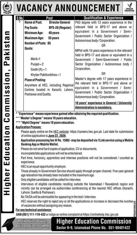 New HEC Jobs in Islamabad May 2026 Advertisement