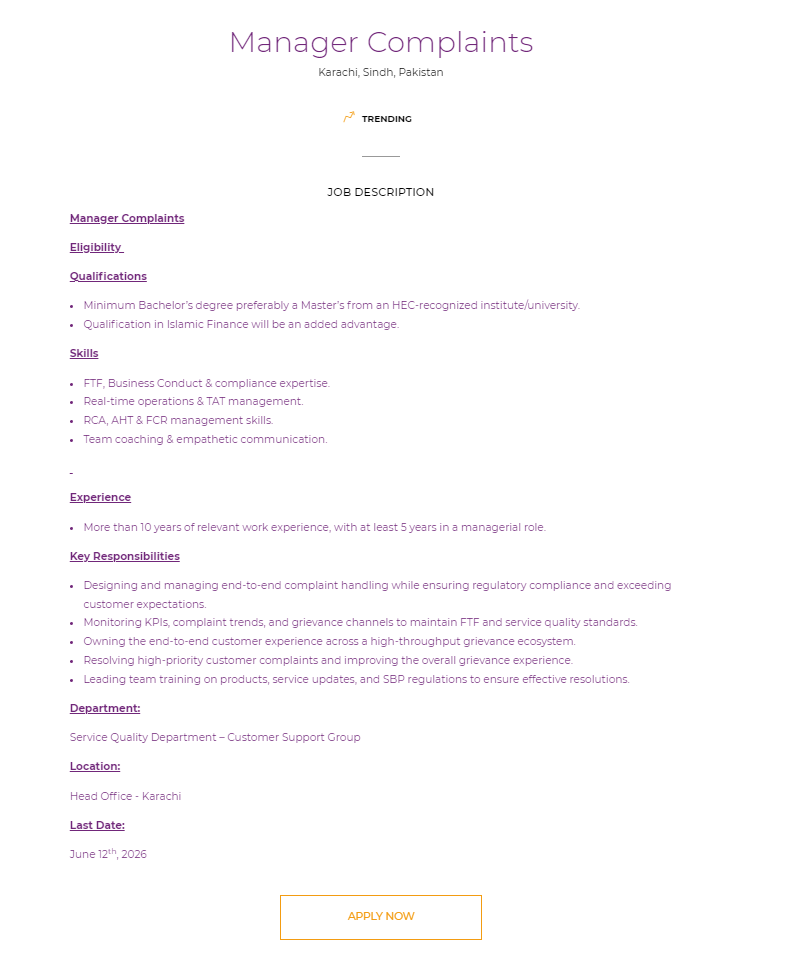 New Meezan Bank Jobs in Karachi May 2026
