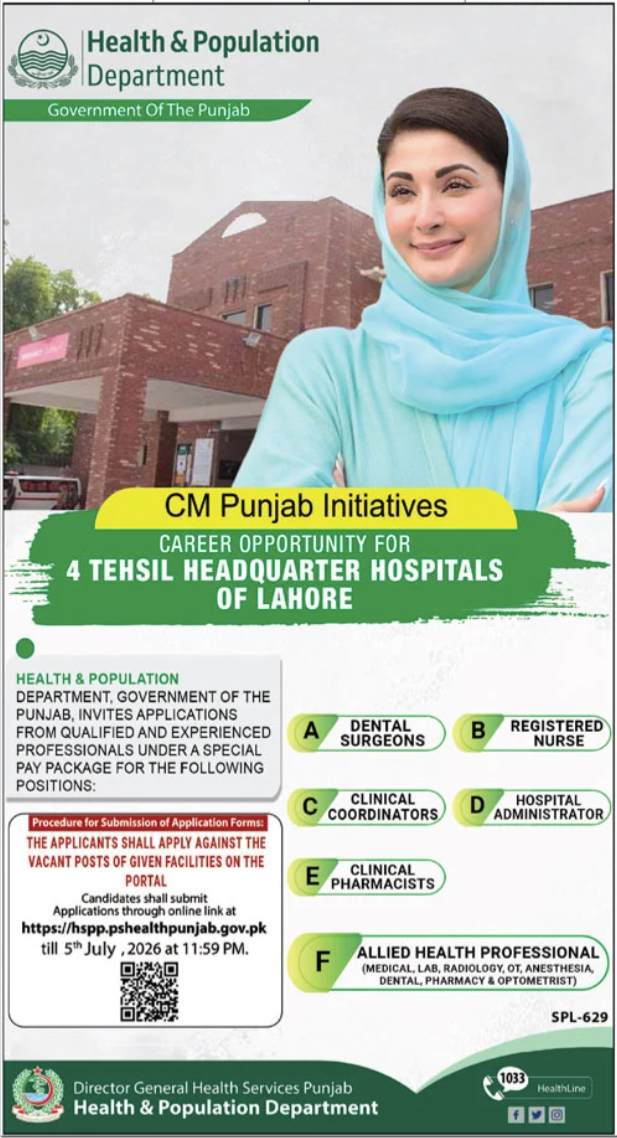 Health & Population Department Jobs in Lahore June 2026
