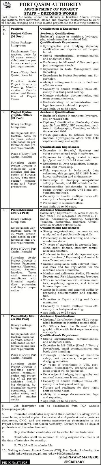 Port Qasim Authority Jobs in Sindh June 2026 Advertisement
