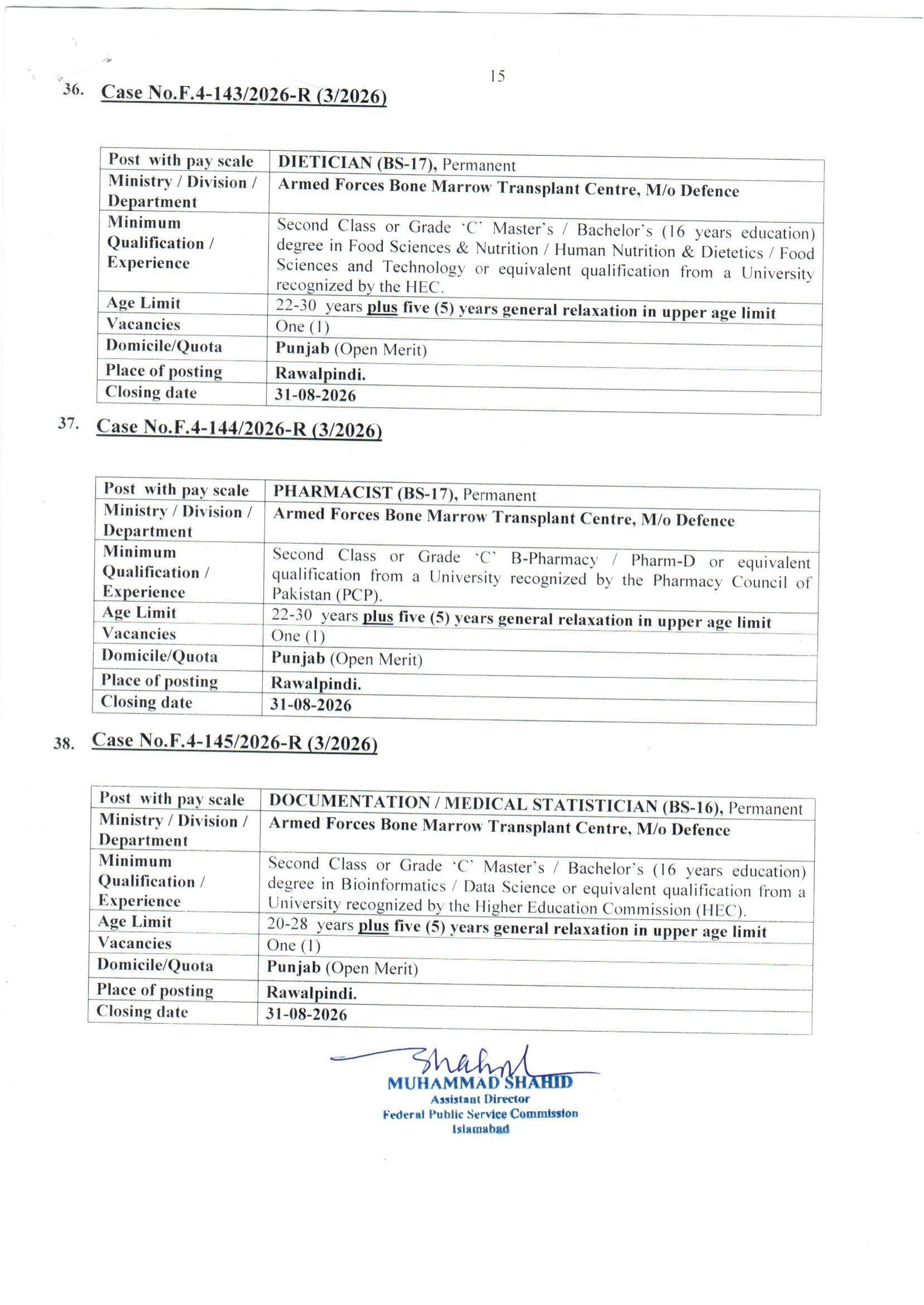 Federal Public Service Commission FPSC Jobs Advertisement No. 03/2026