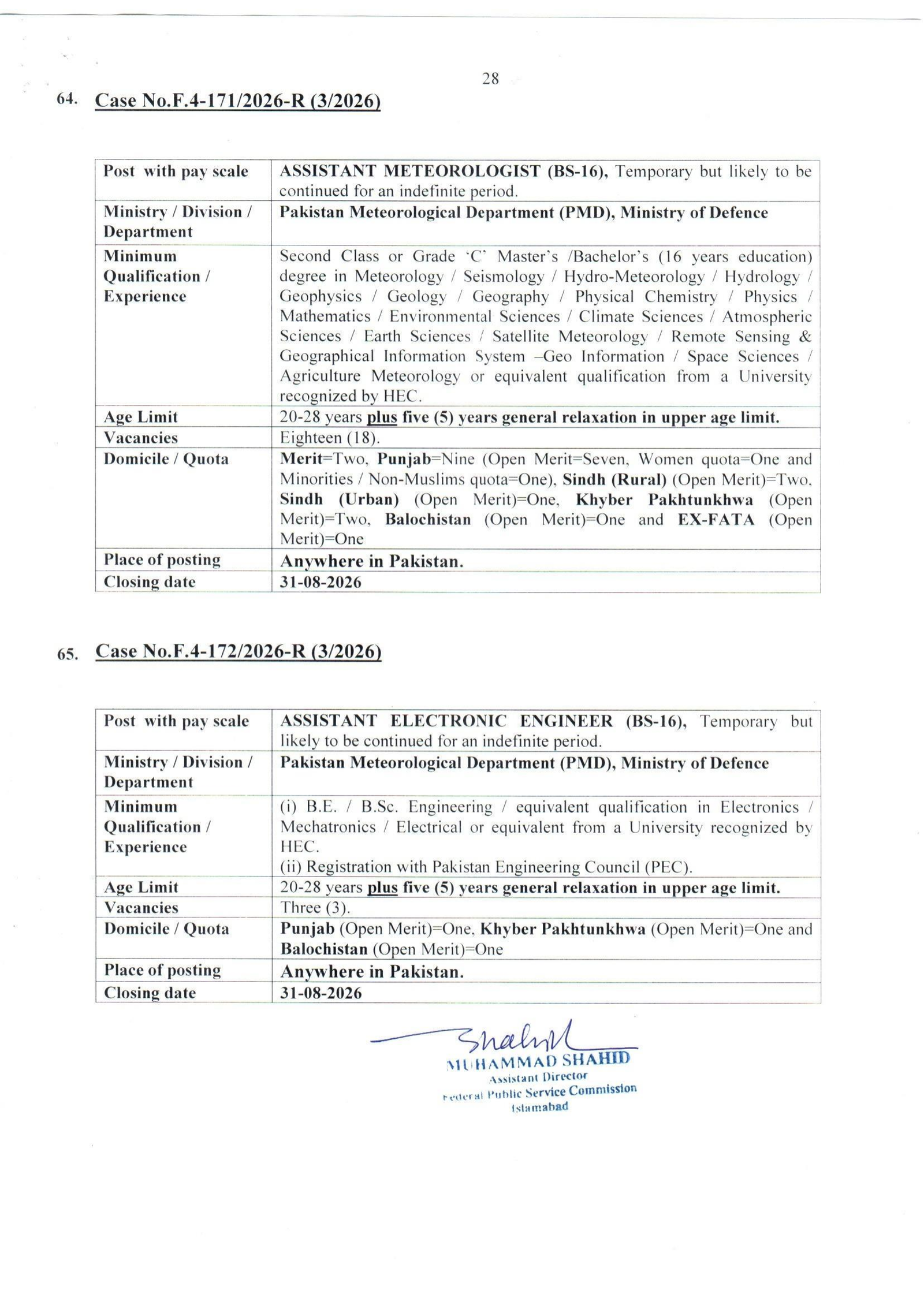 Federal Public Service Commission FPSC Jobs Advertisement No. 03/2026