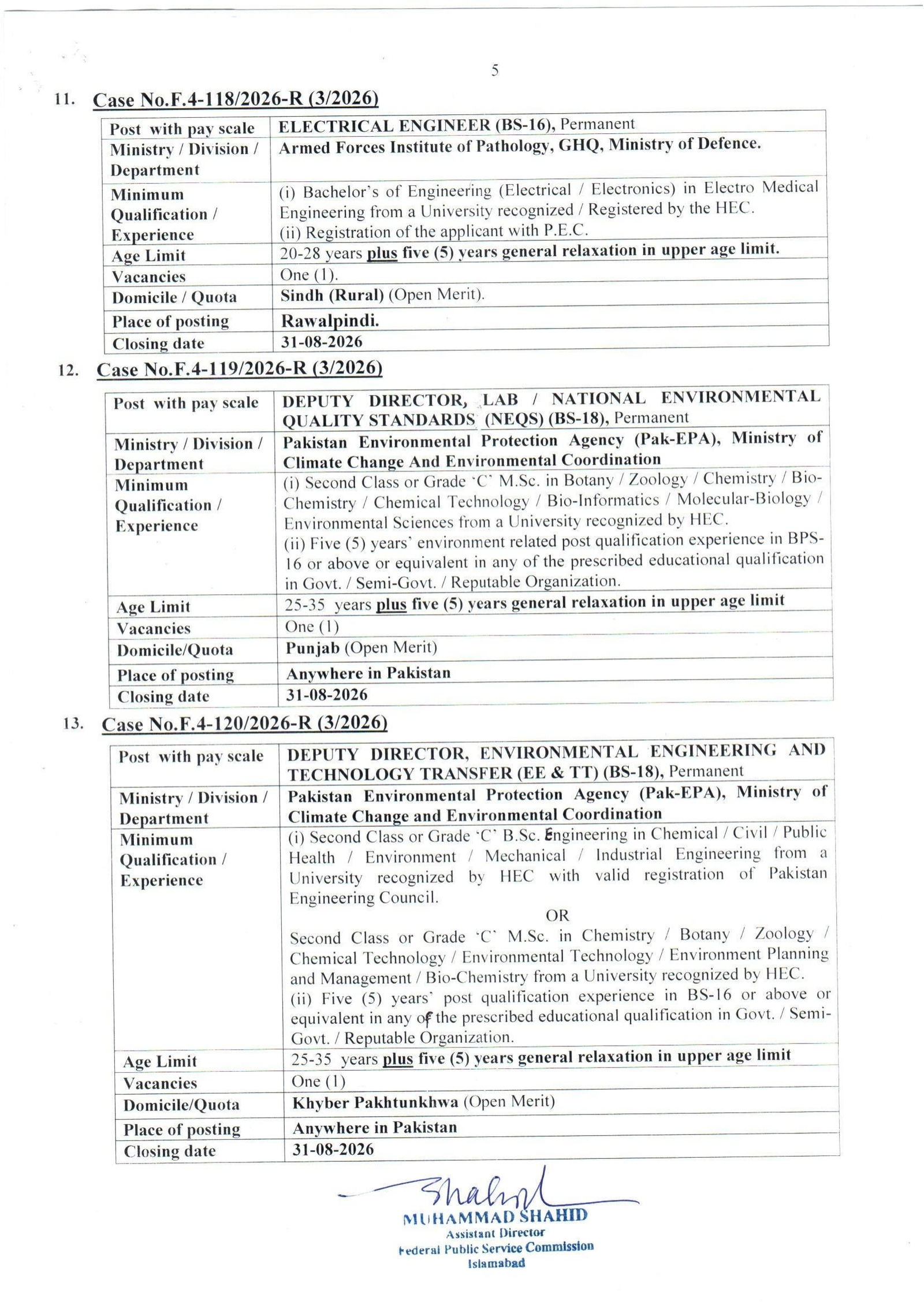 Federal Public Service Commission FPSC Jobs Advertisement No. 03/2026