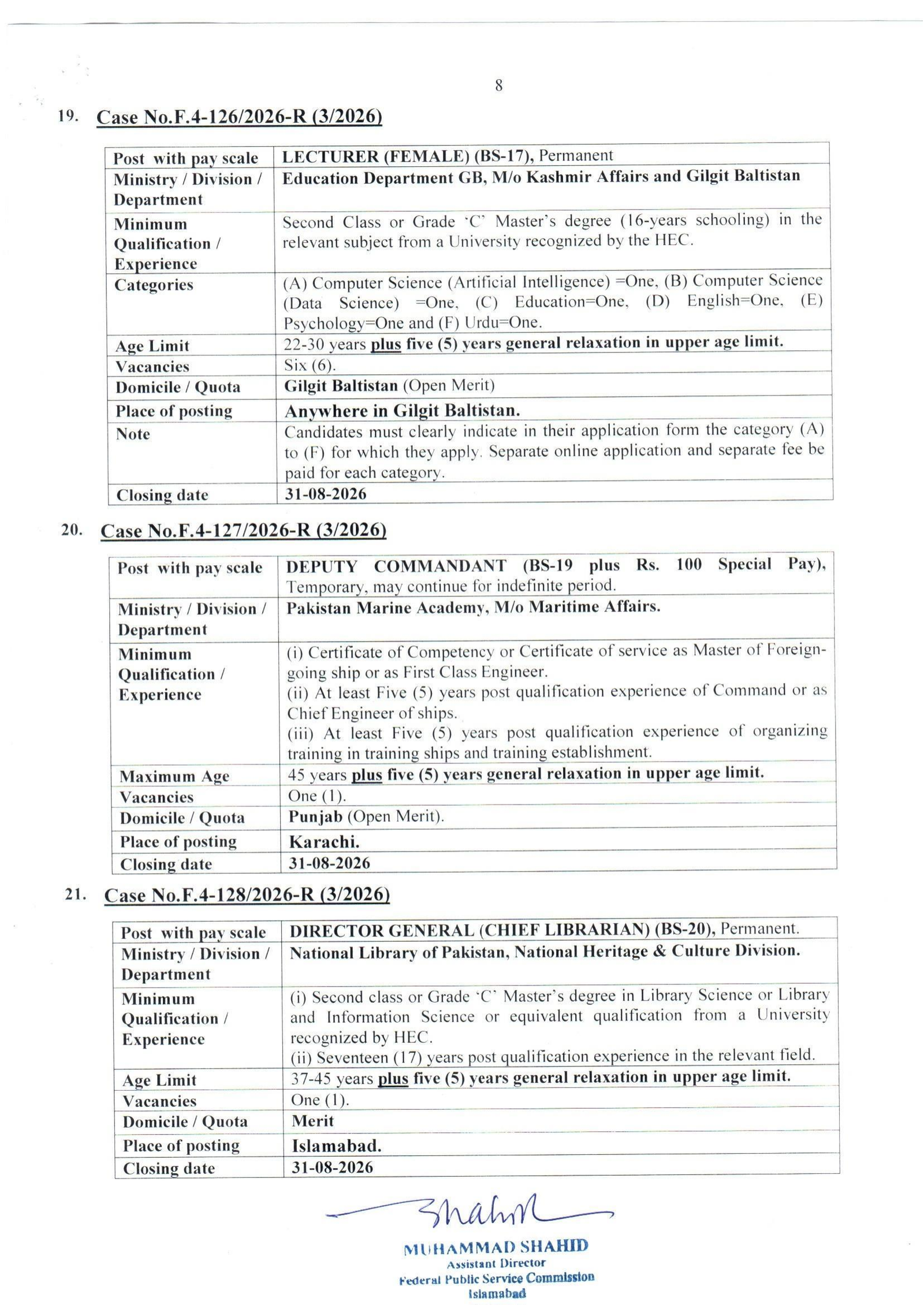 Federal Public Service Commission FPSC Jobs Advertisement No. 03/2026