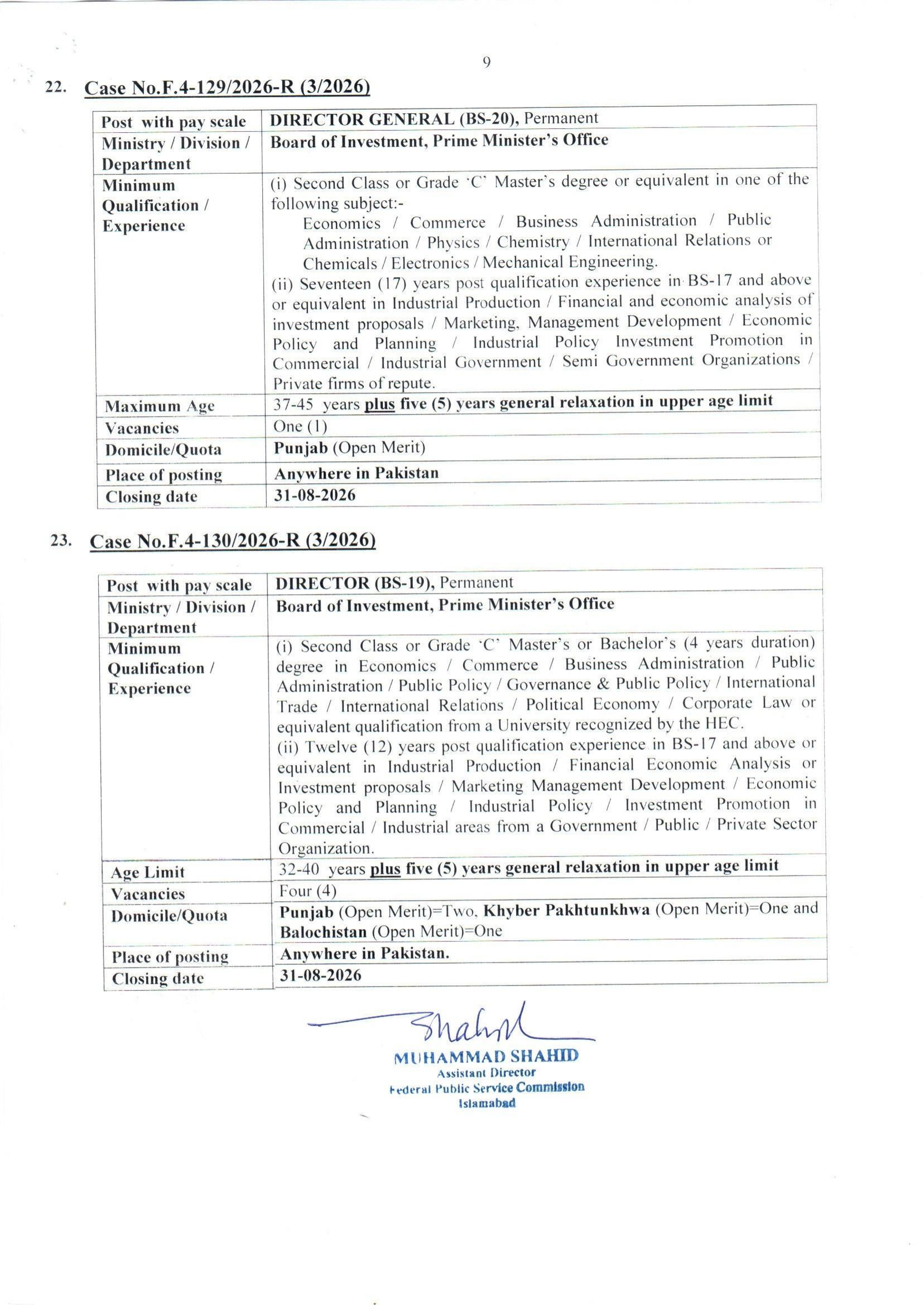Federal Public Service Commission FPSC Jobs Advertisement No. 03/2026