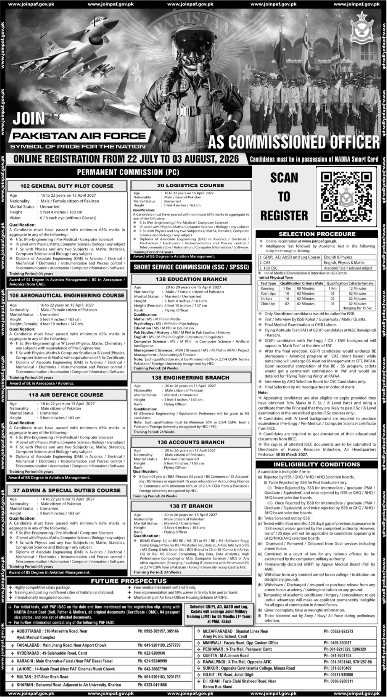 Join Pakistan Air Force as Commissioned Officer July 2026 Online Registration