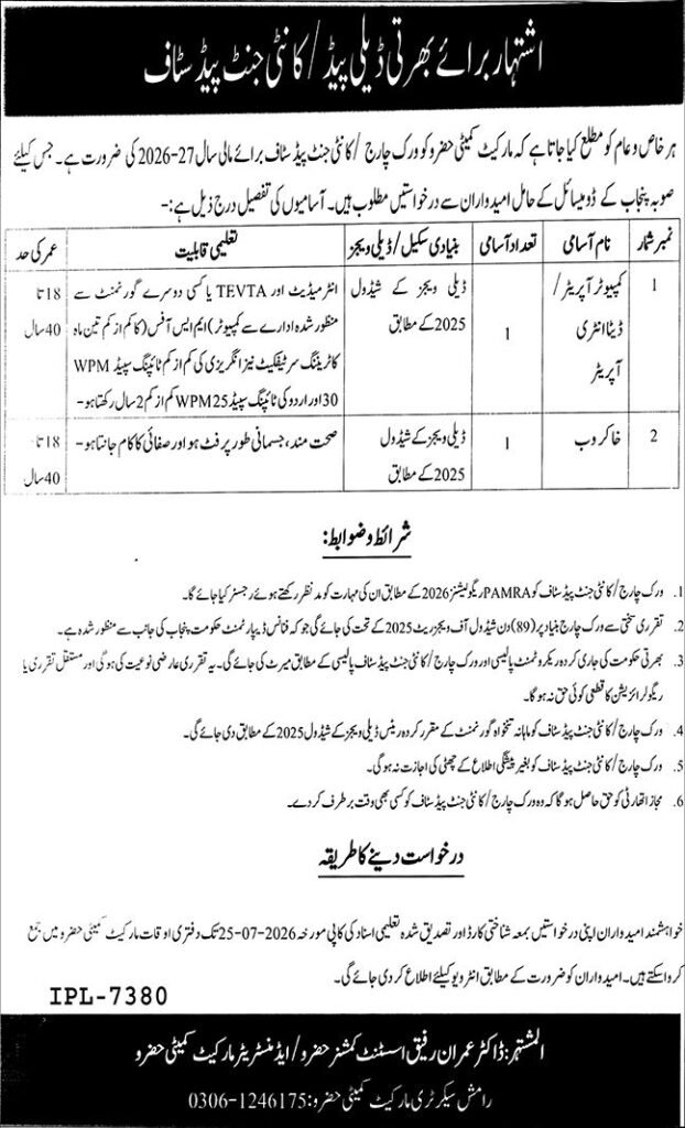 Market Committee Hazro Vacancies