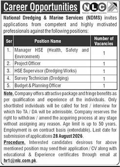 National Dredging & Marine Services NDMS Jobs in Karachi August 2026