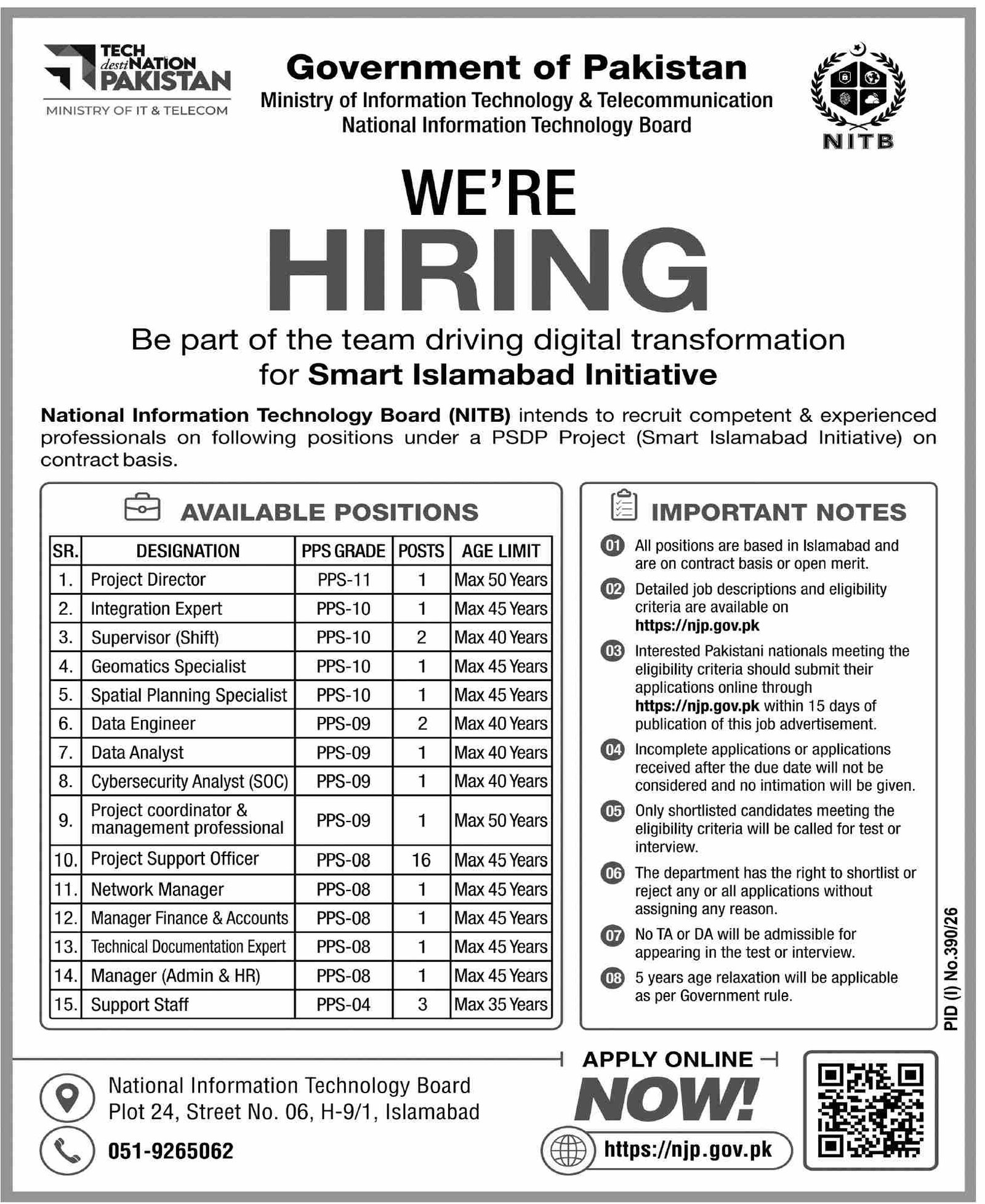 National Information Technology Board NITB Ministry of IT & Telecom Jobs July 2026