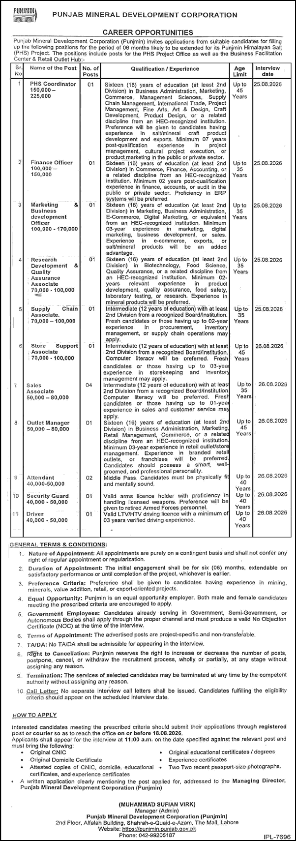 Punjab Mineral Development Corporation Jobs in Lahore July 2026